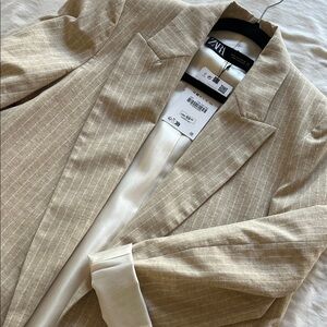 Zara Light Tan Textured Blazer
